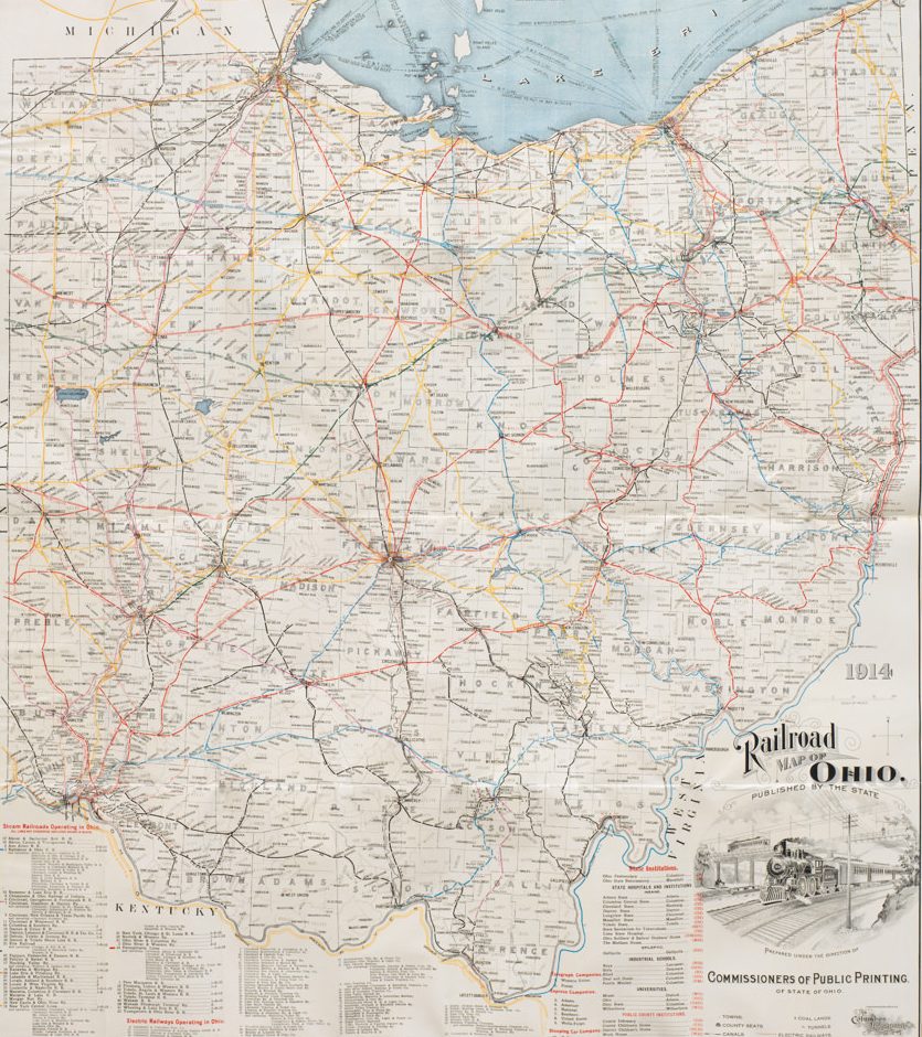 Railroad Map Of Ohio Published By The State 1914 Neatline