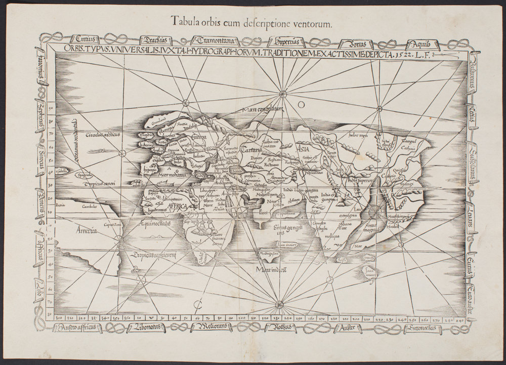 Orbis Typus Universalis Iuxta Hydrographorum Traditionem Exactissime Depicta. (Tabula orbis cum descriptione ventorum)