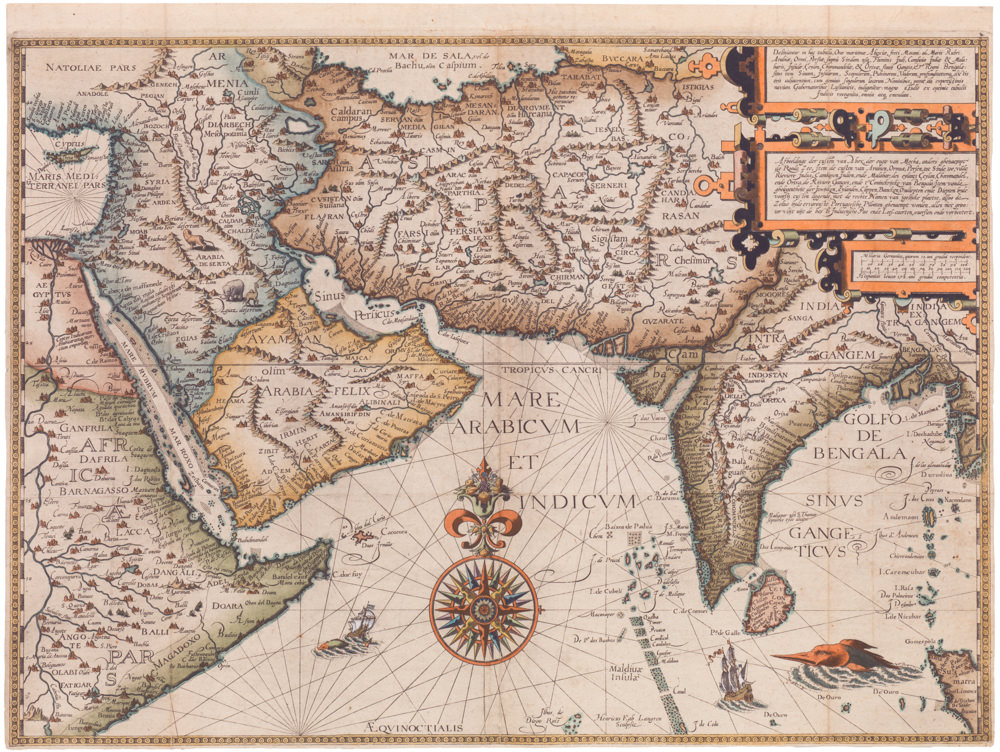 Deliniantur in hac Tabula, Orae Maritimae Abexiae, Freti Mecani; al Maris Rubri; Arabiae, Ormi, Persiae, Supra Sindam usq, Fluminis Indi, Cambriae India & Malabaris, Insulae, Ceylon