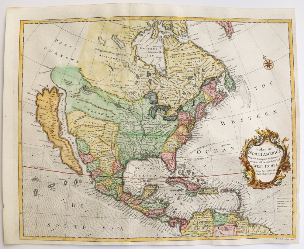 A Map of North America with the European Settlements & Whatever Else Is Remarkable in ye West Indies, from the Latest and Best Observations