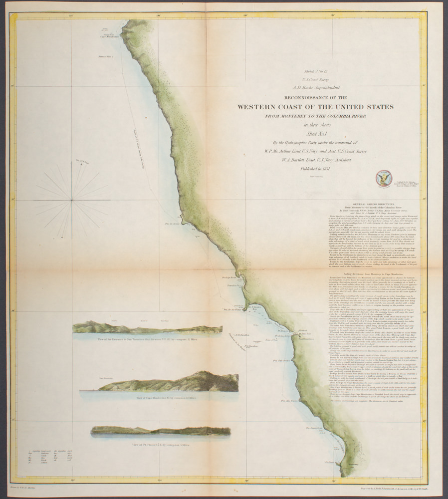 Sketch J No. 12 Reconnaissance of the Western Coast of the United States from Monterey to the Columbia River in three sheets Sheet No. 1