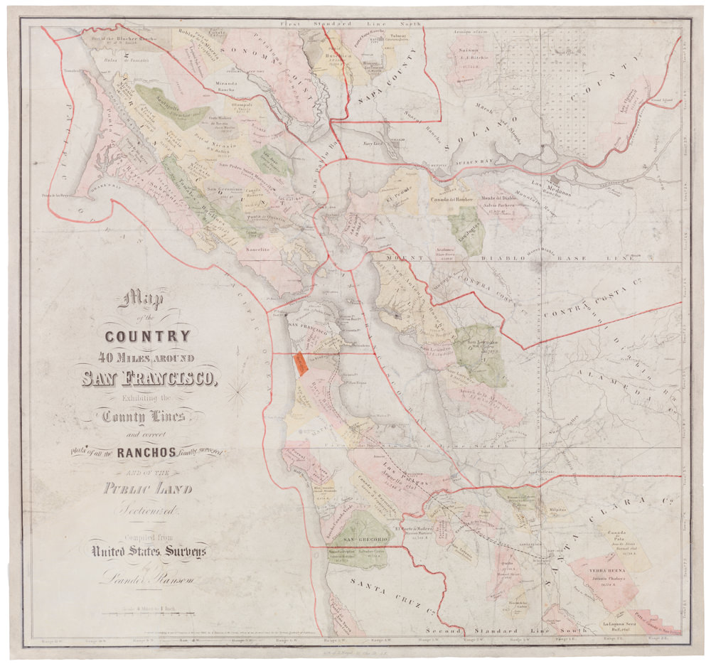 Map of the Country 40 Miles Around San Francisco, Exhibiting County ...