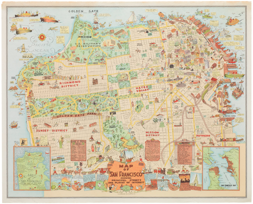 Map of San Francisco Showing Principal Streets and Places of Interest