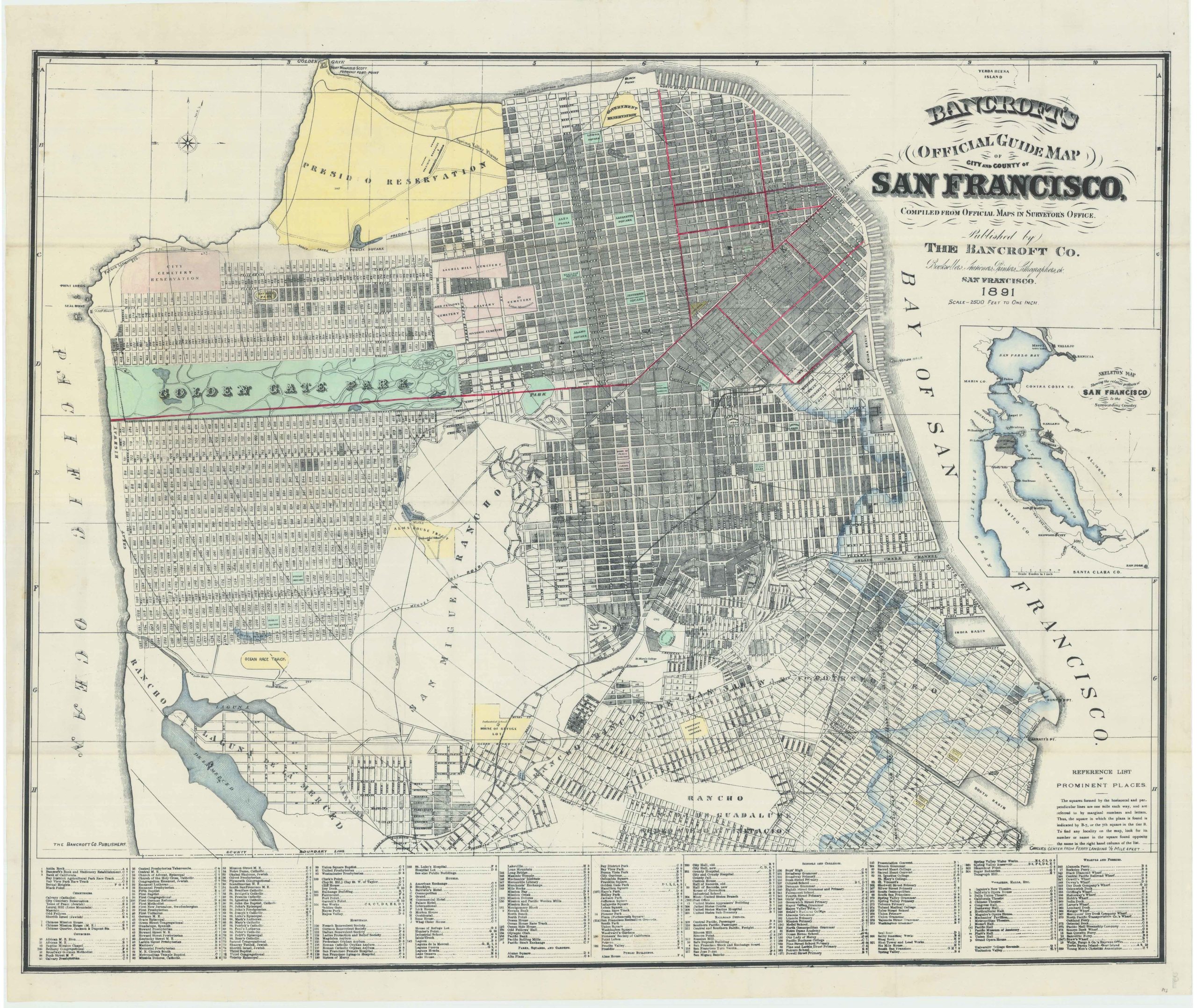 Bancroft's Official Guide Map of the City and County of San Francisco, Compiled from Official Maps in Surveyor's Office