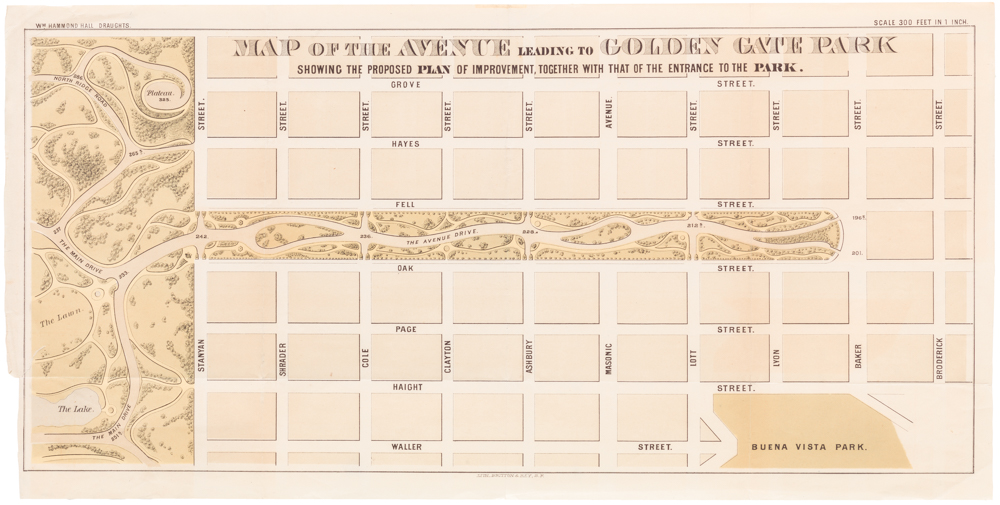 Map of the Avenue leading to Golden Gate Park Showing the Proposed Plan of Improvement, Together with that of the Entrance to the Park