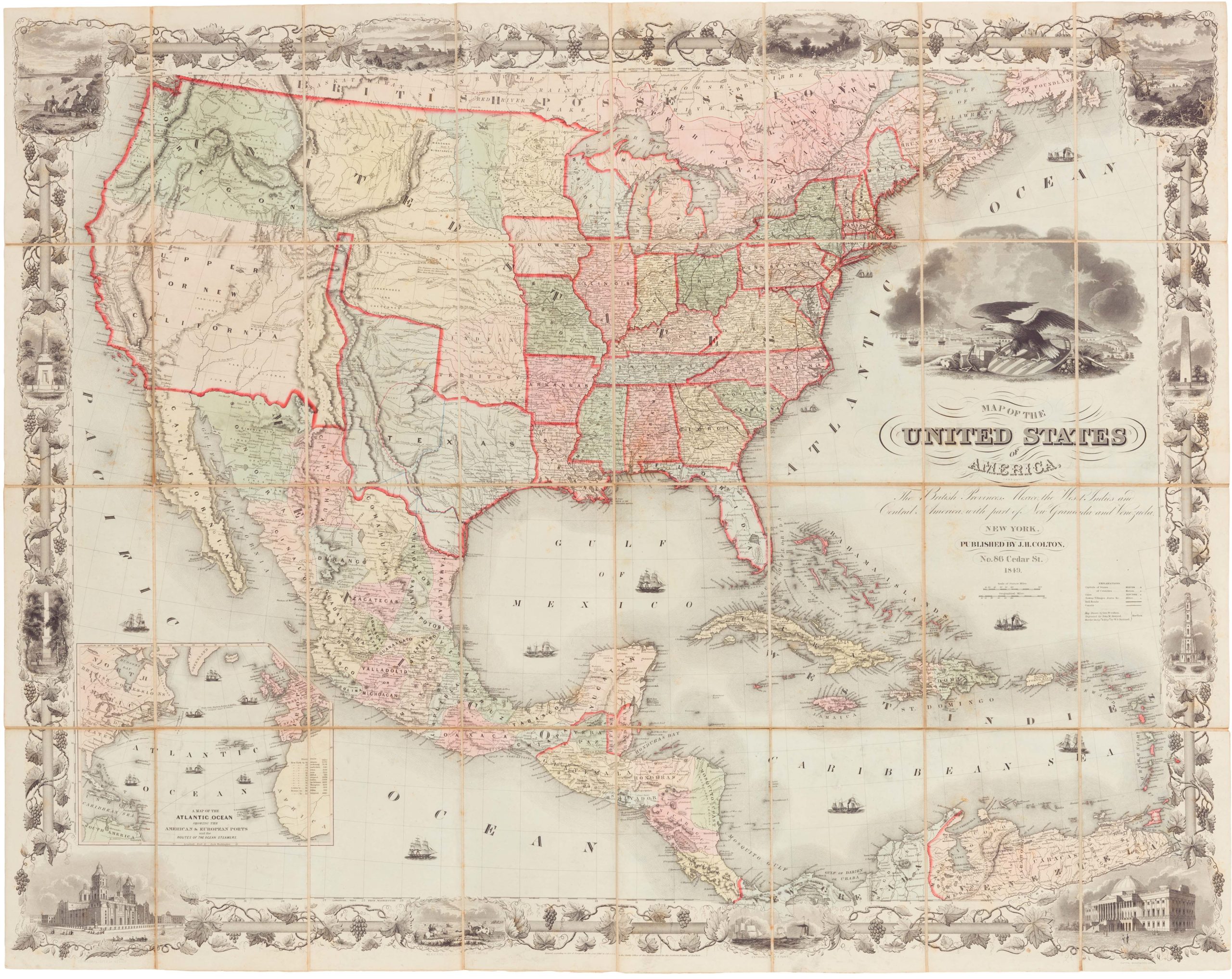 Map of the United States of America, The British Provinces, Mexico, the West Indies and Central America with part of New Granada and Venezuela