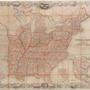 Map of the United States including Canada and a large portion of Texas. Showing the Base Meridian and Township Lines of the U.S. Surveys, the lands allotted to the Indian Tribes west of the Mississippi…