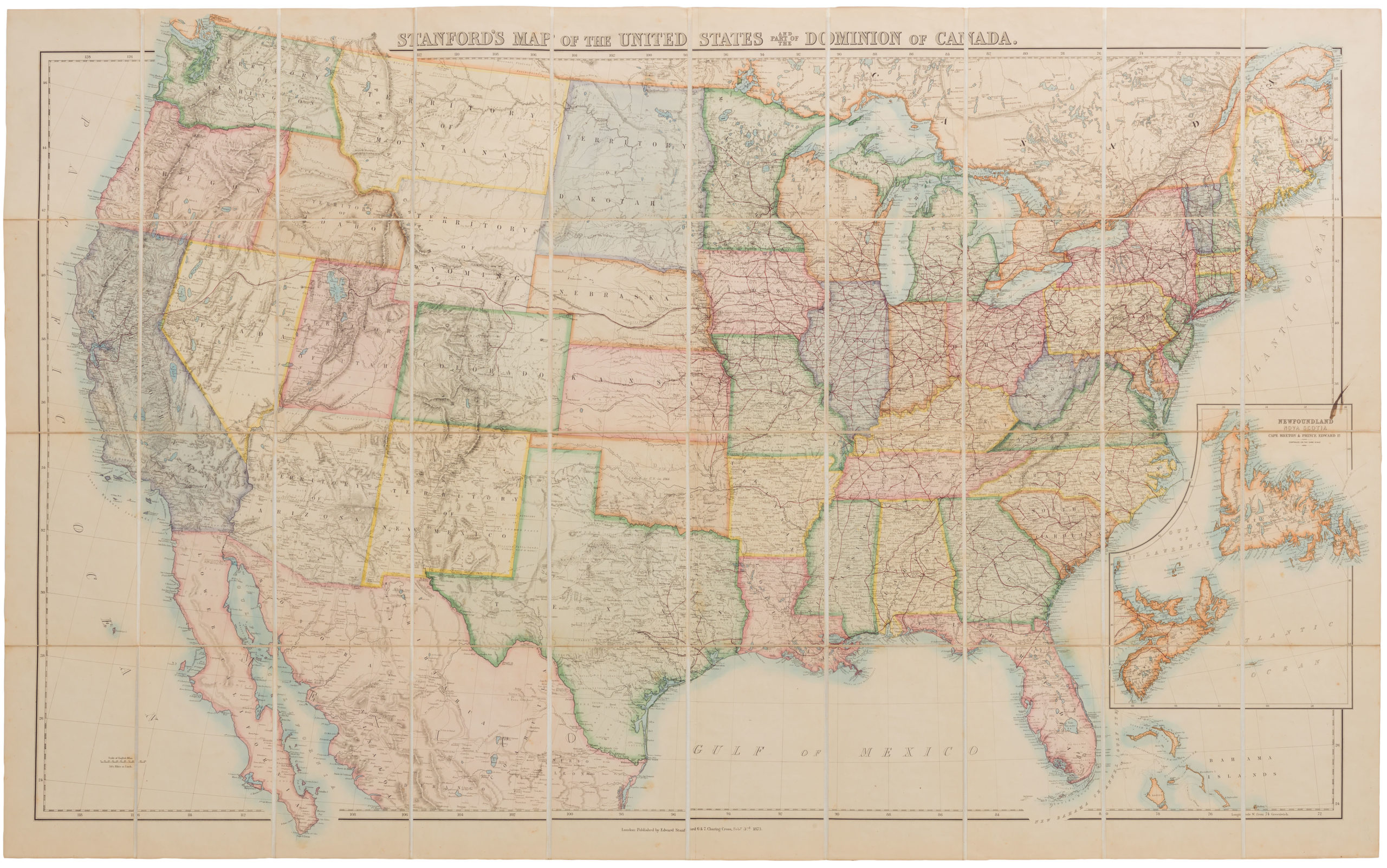 Stanford's Map of the United States and Part of the Dominion of Canada