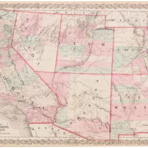 Colton’s Map of California, Nevada, Utah, Colorado, Arizona & New Mexico