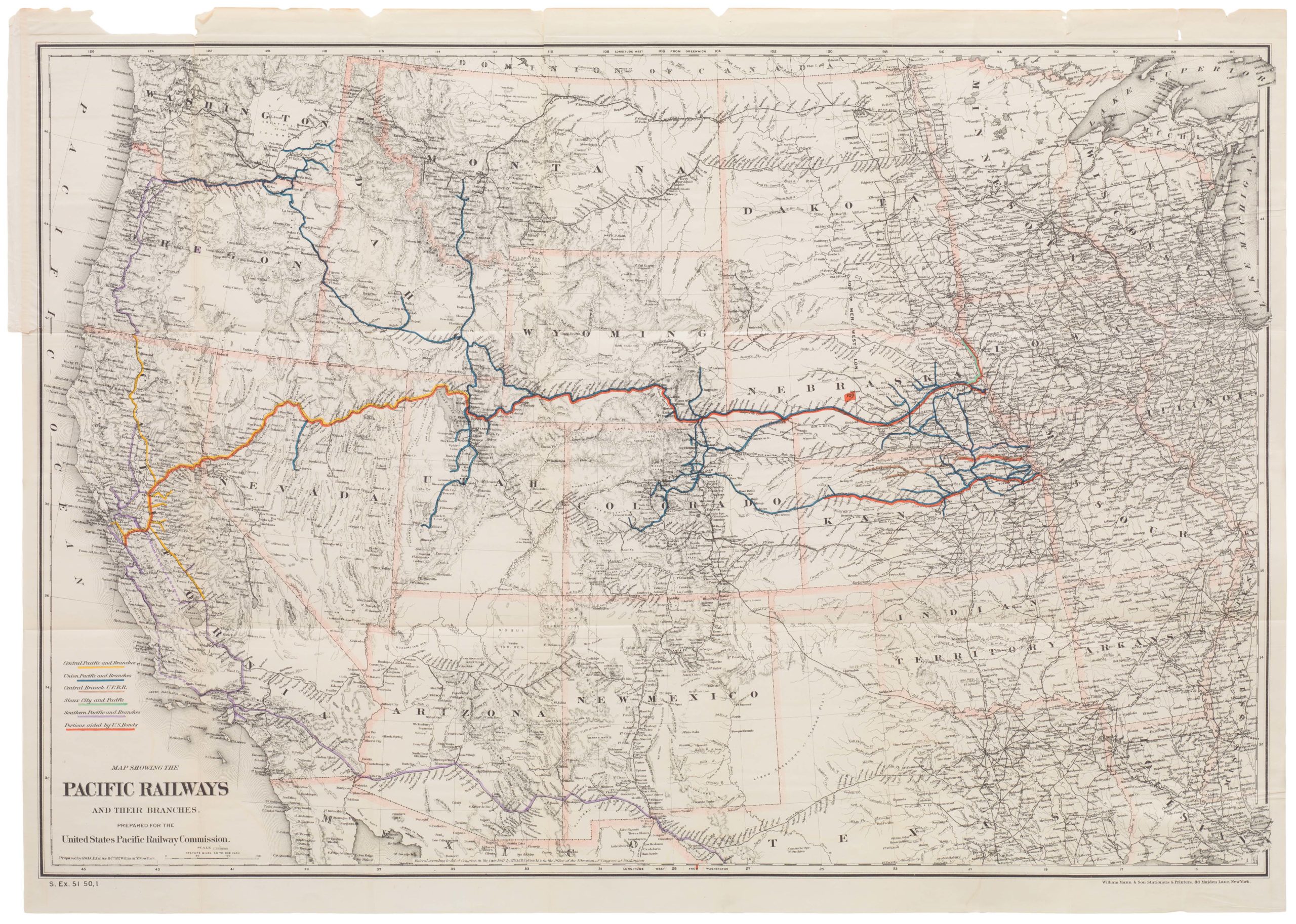 Map Showing The Pacific Railways and Their Branches. Prepared for the ...