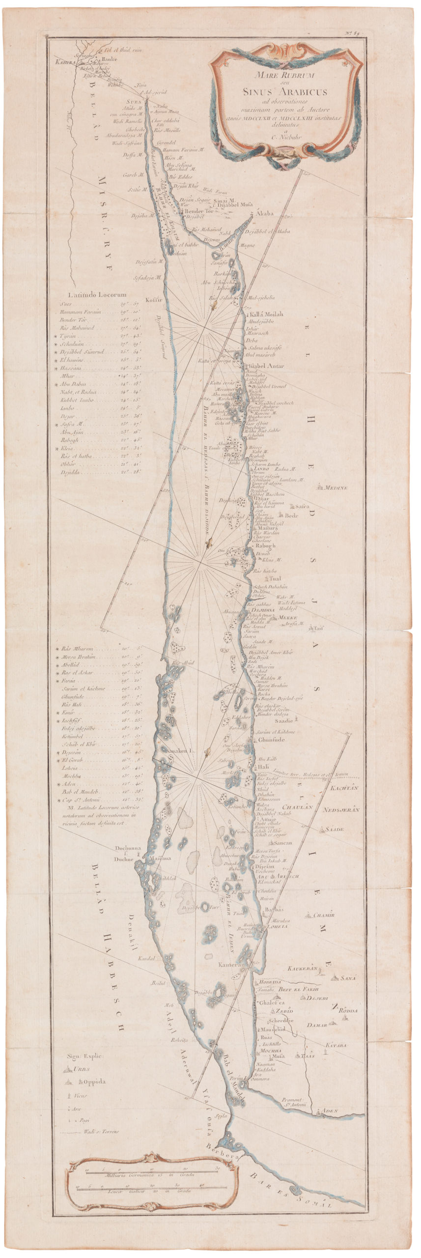 Mare Rubrum seu Sinus Arabicus ad observationes maximam partem ab Auctore annis MDCCLXII et MDCCLXIII institutas delineatus a C. Niebuhr