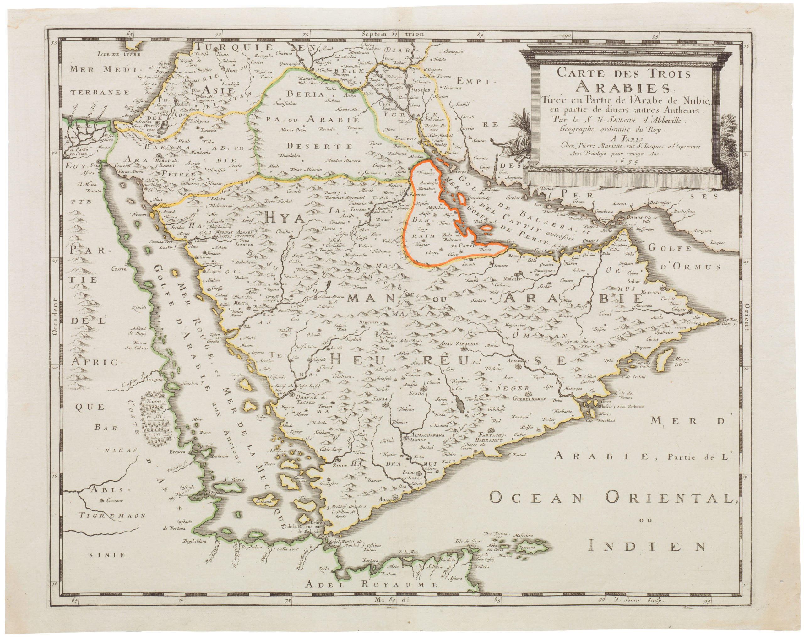 Carte des Trois Arabies. Tiree en Partie de l'Arabe de Nubie, en Partie de Divers autres Autheurs...