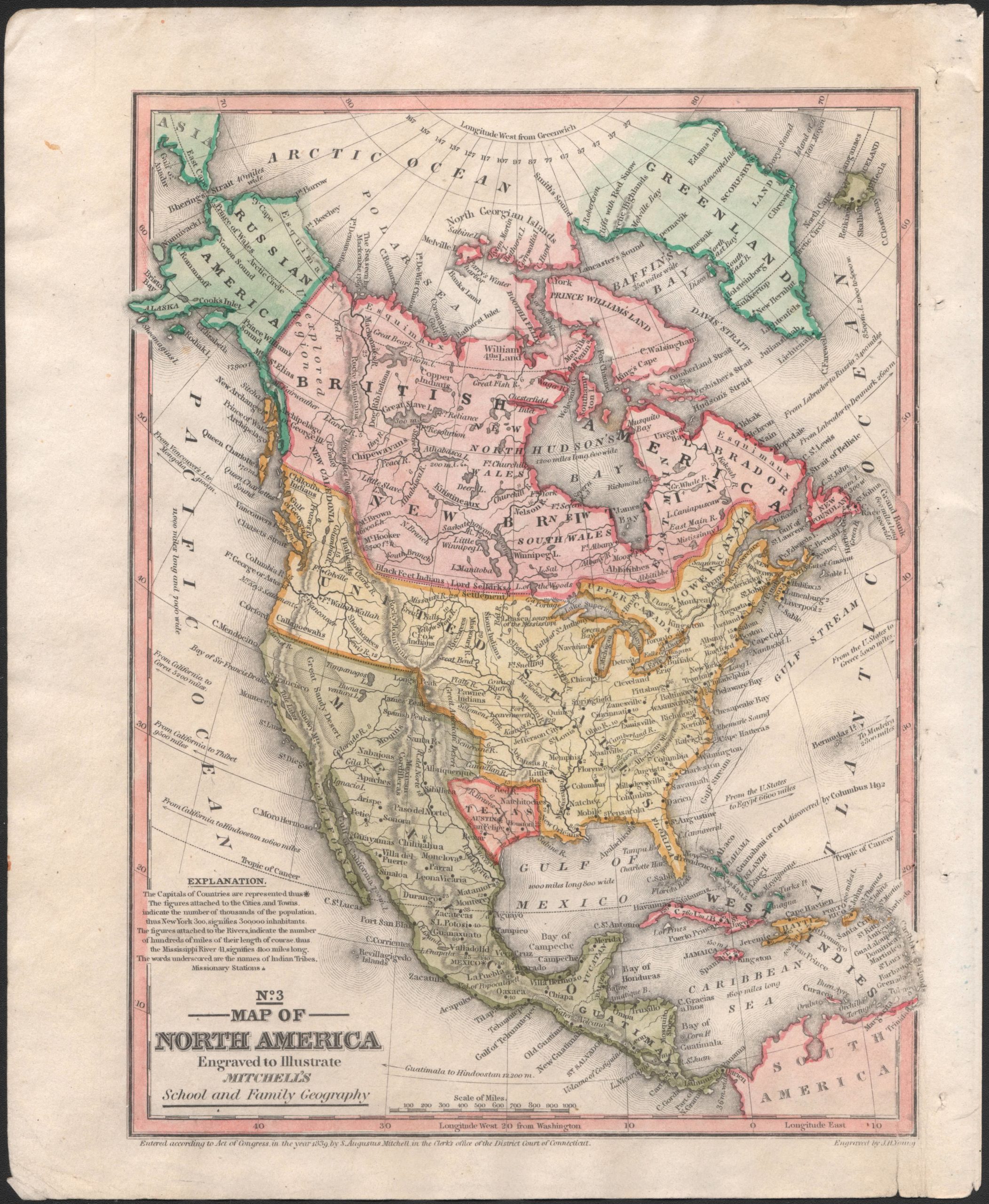 No. 3 Map of North America Engraved to Illustrate Mitchell's School and Family Geography