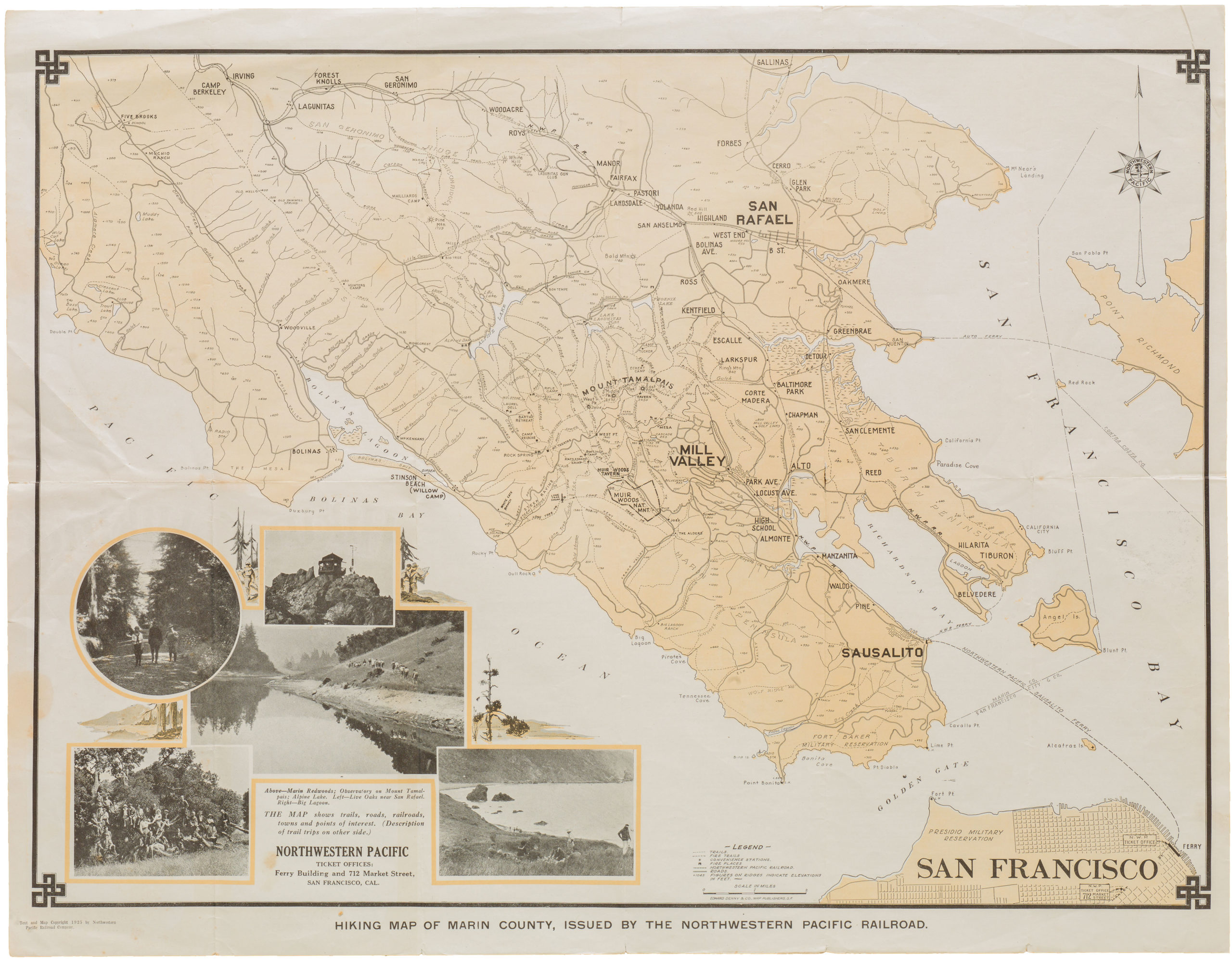 Hiking map of Marin County.