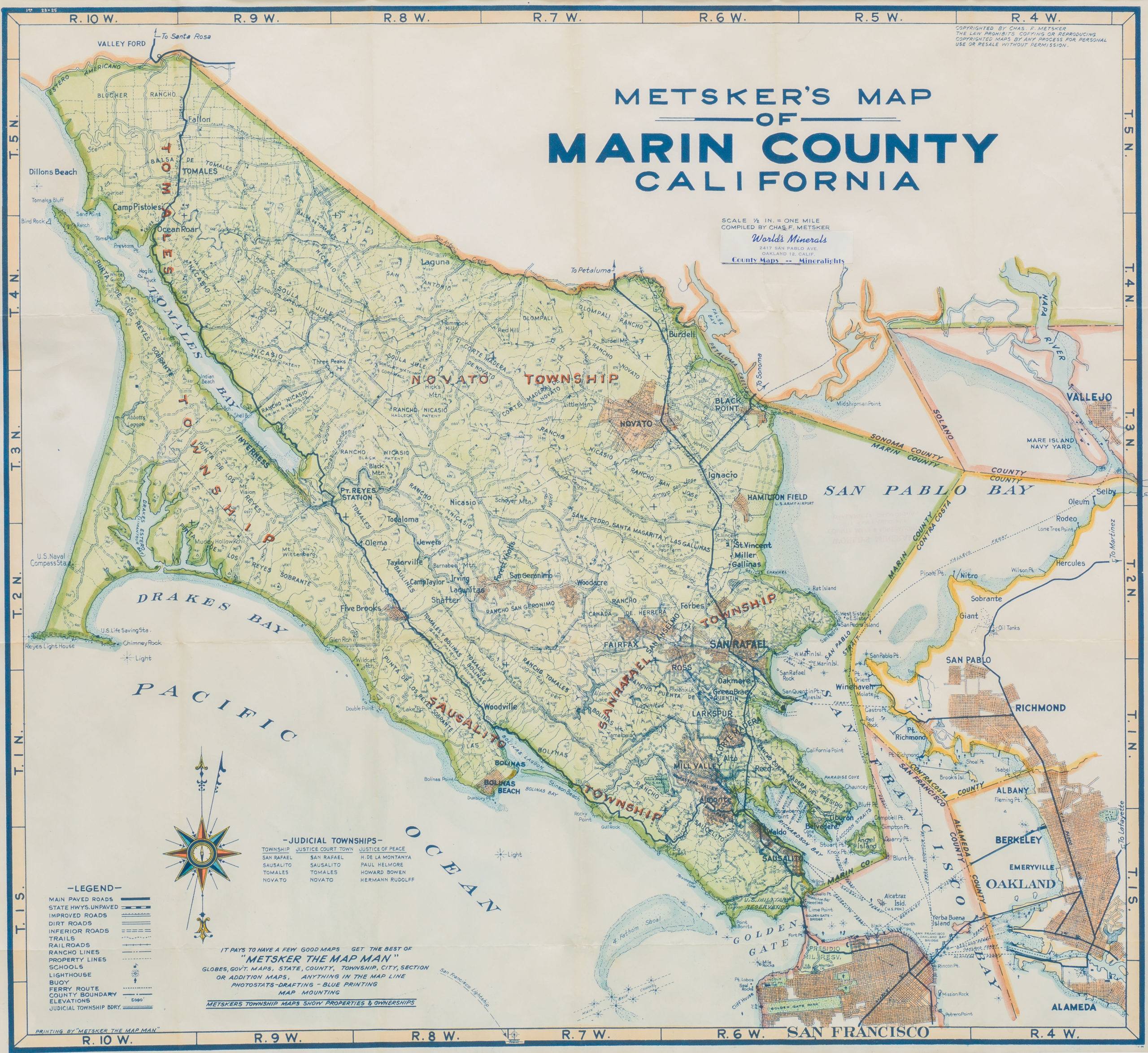 Metsker's map of Marin County California