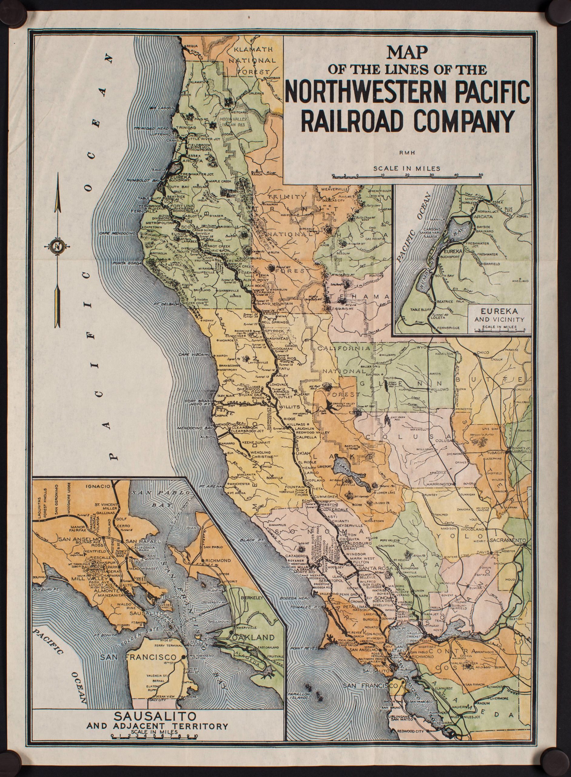 Map of the lines of the Northwestern Pacific Railroad Company RMH