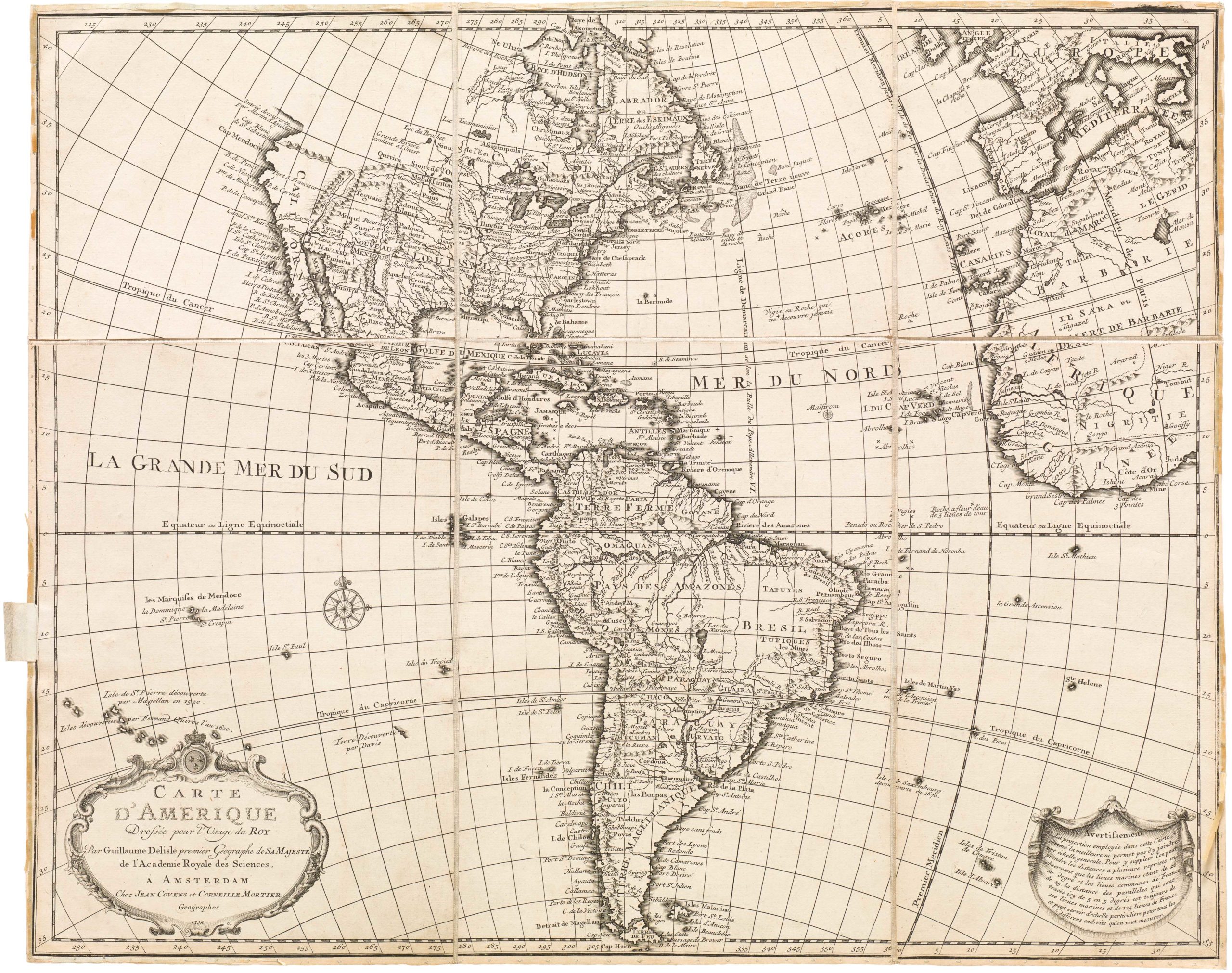 Carte d'Amerique Dressee pour l'Usage du Roy...