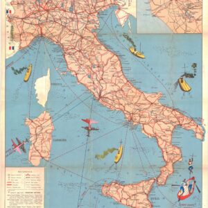 Sketch map of Italy with the Lines of Communication by Road, Rail, Sea, and Air