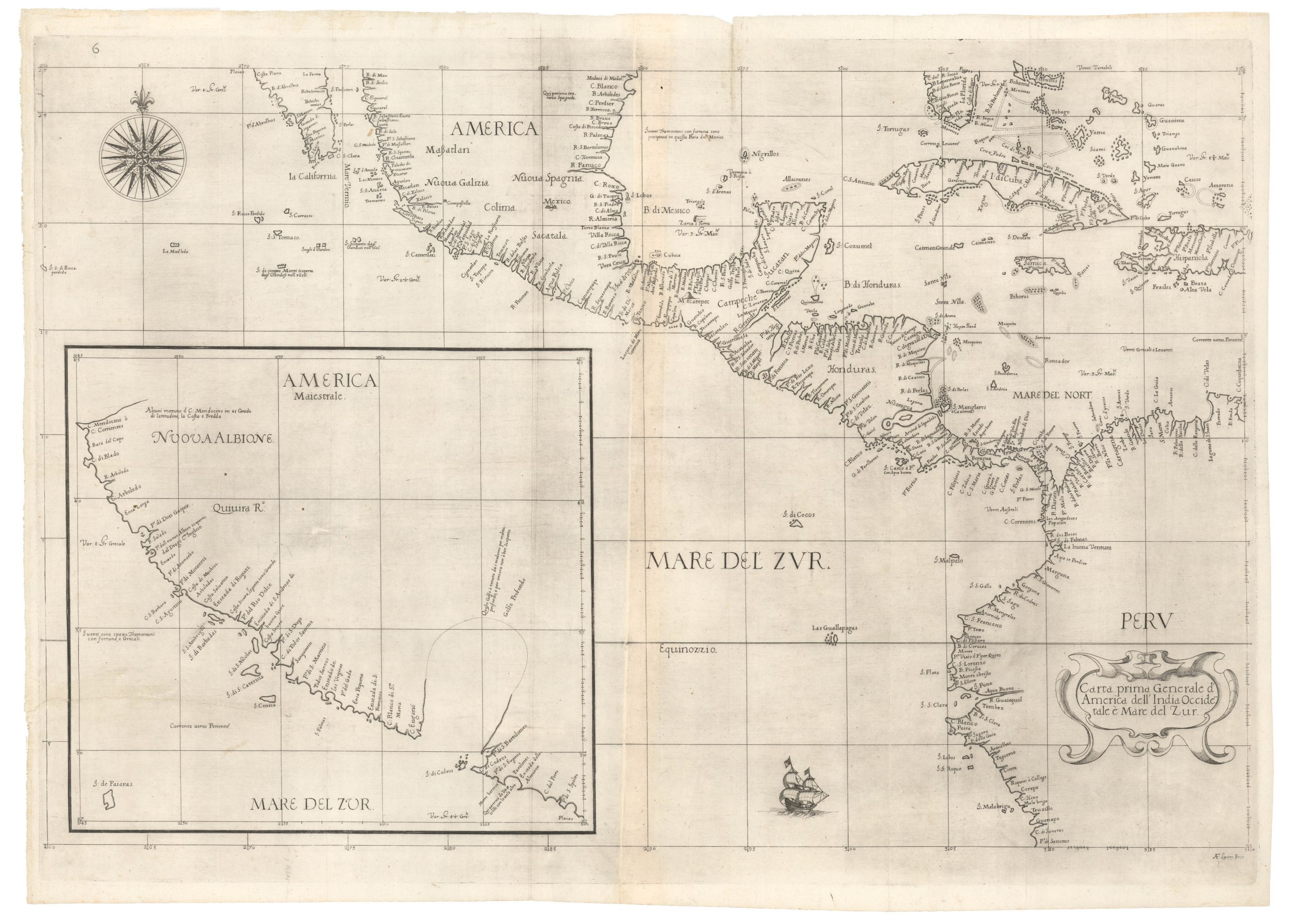 Carta prima generale d'America dell'India Occidentale e Mare del Zur.