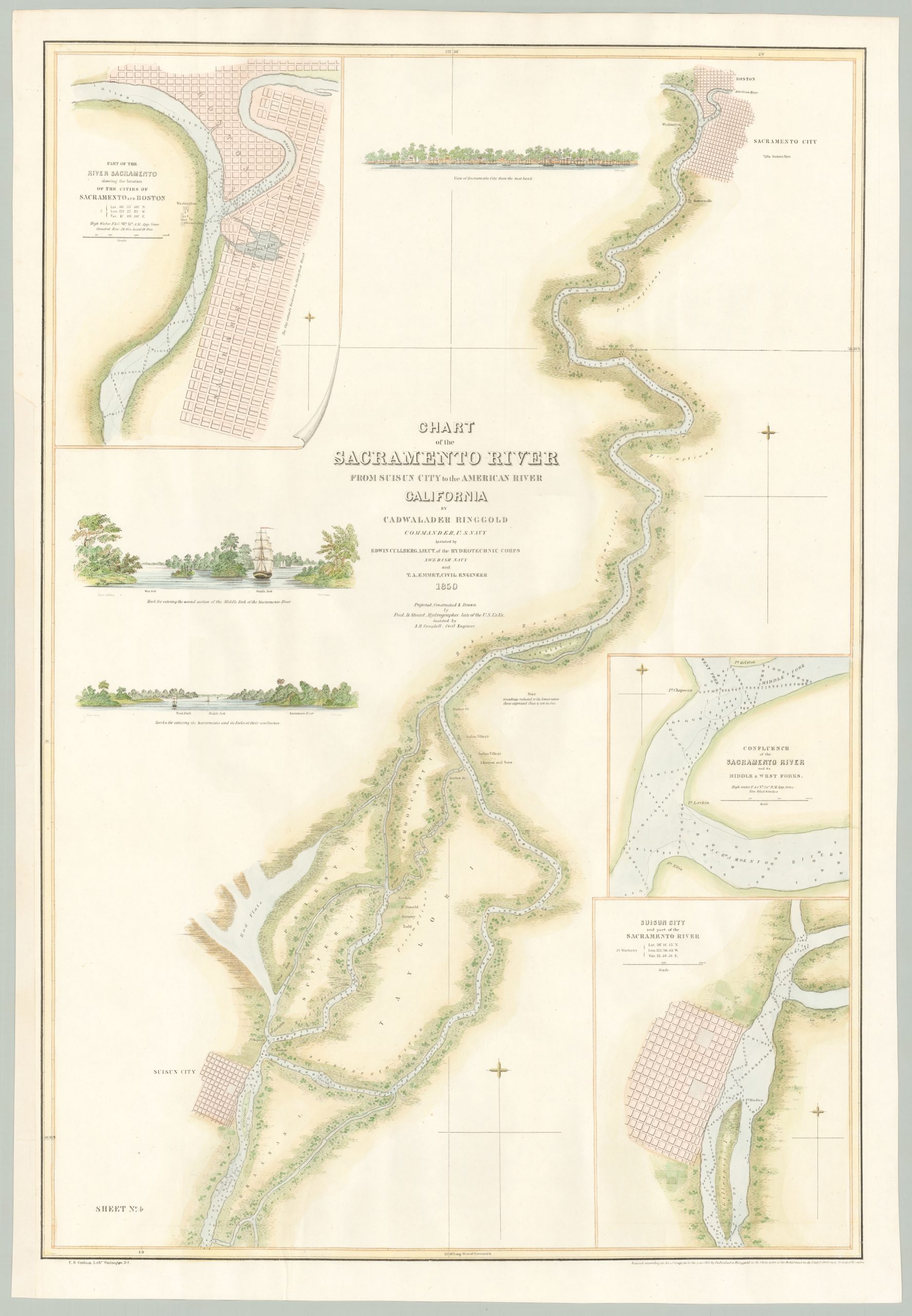 Chart of the Sacramento River From Suisun City to the American River California