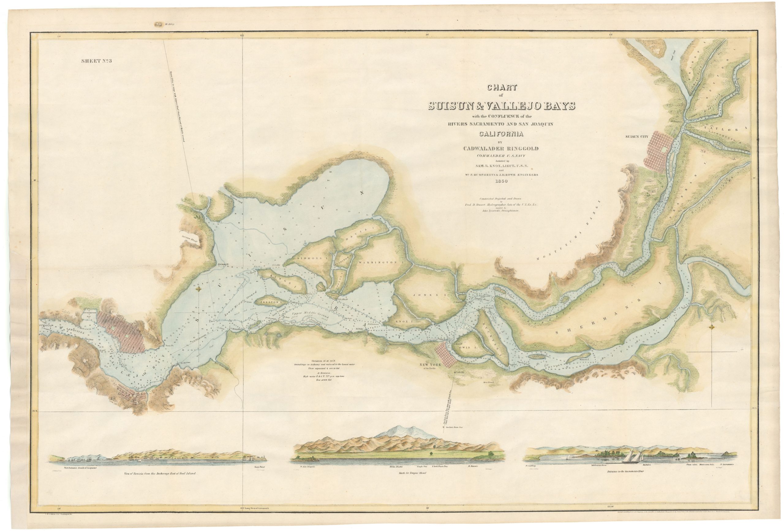 Chart of Suisun & Vallejo Bays with the Confluence of the Rivers Sacramento and San Joaquin California