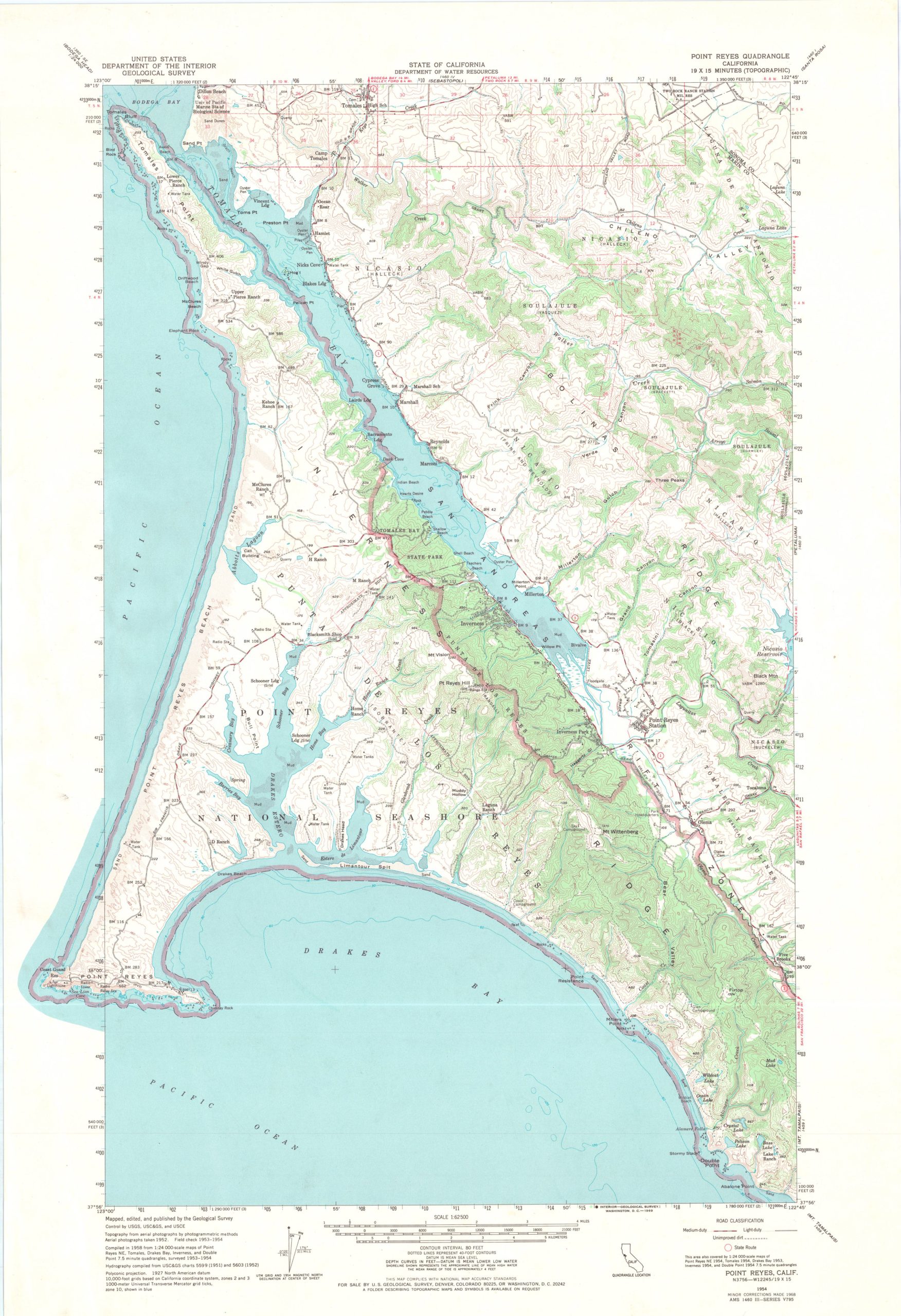 Point Reyes Quadrangle (19 x 15 mintues map)