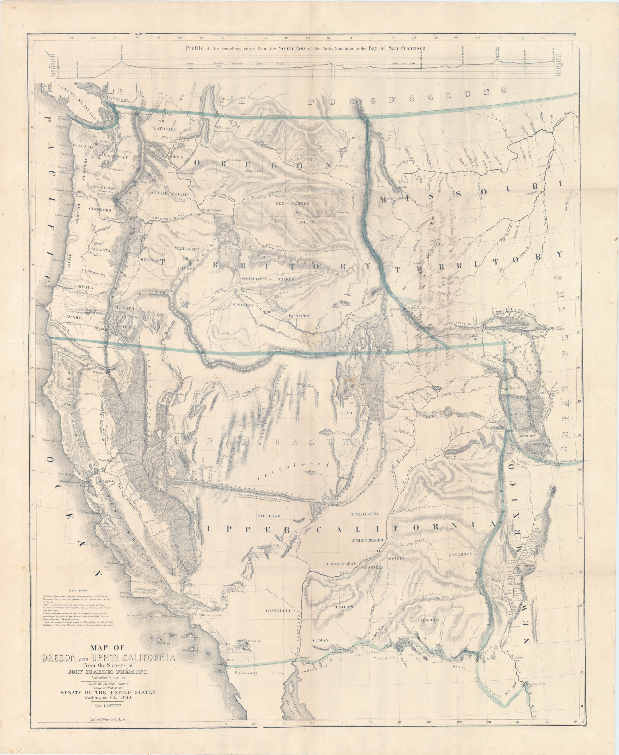 Map of Oregon and Upper California from the Surveys of John Charles Fremont and Other Authorities