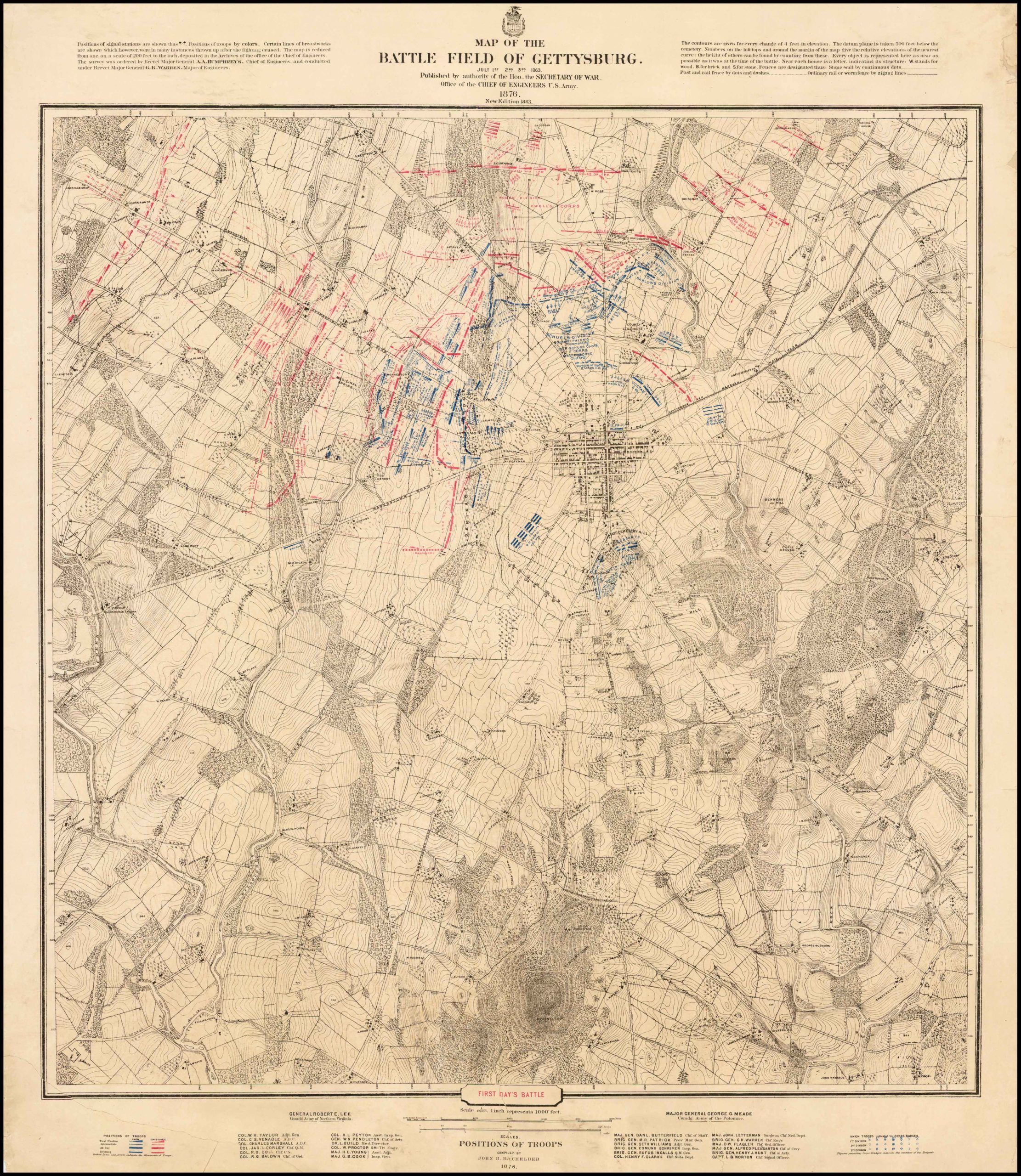 Map of the Battle Field of Gettysburg. July 1st, 2nd, 3rd