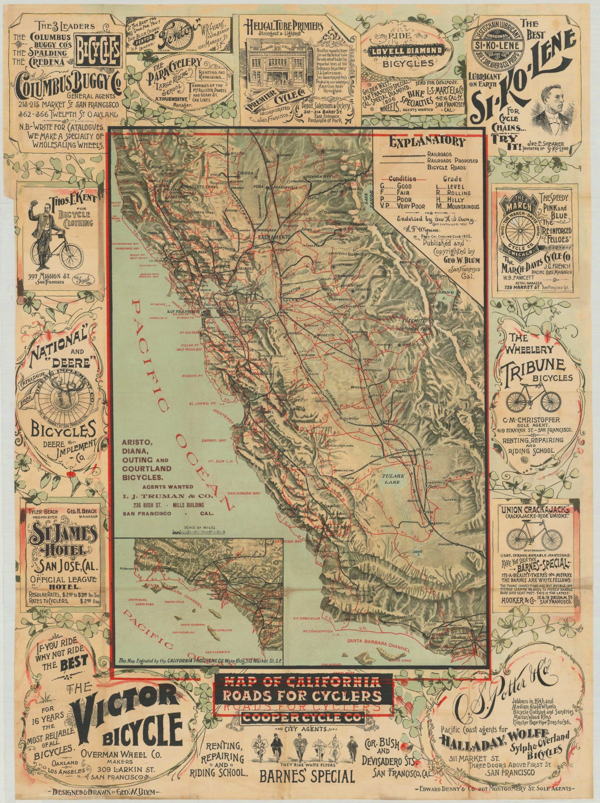 Map of California Roads For Cyclers [with Cycling Atlas]