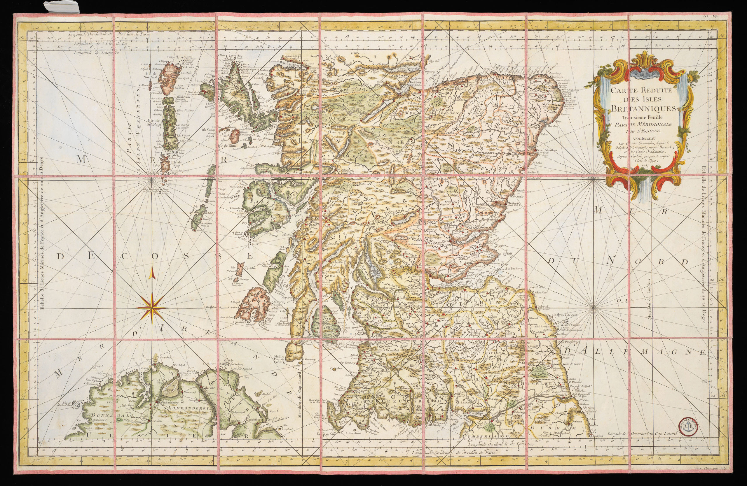 Carte Reduite des Isles Britanniques Troisime Feuille Patie Meridionale de L'Ecose...