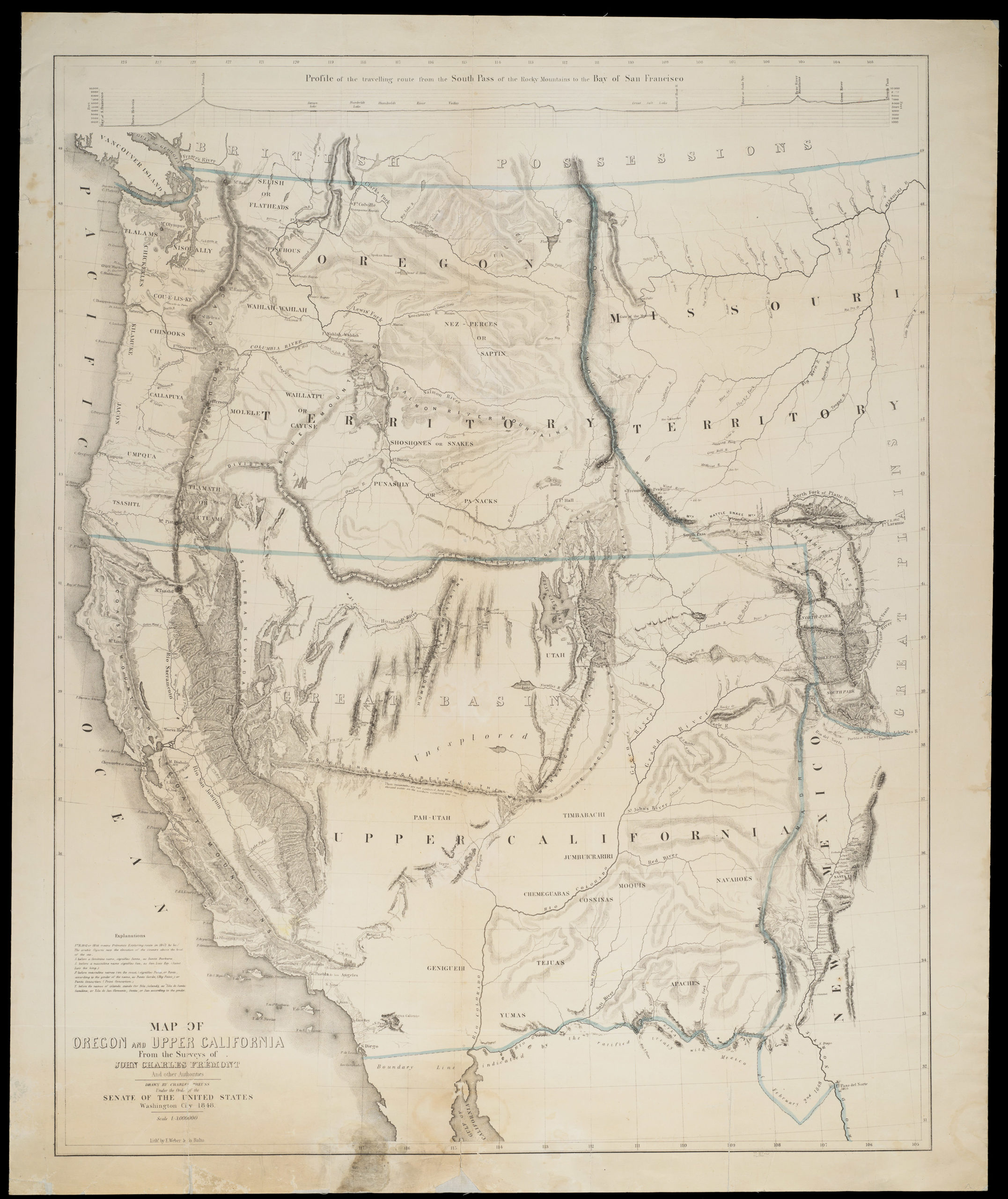 Map of Oregon and Upper California from the Surveys of John Charles Fremont and Other Authorities