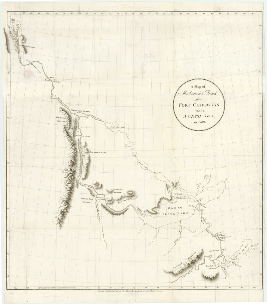 A Map of Mackenzie's Track from Fort Chipewyan to the North Sea in 1789.