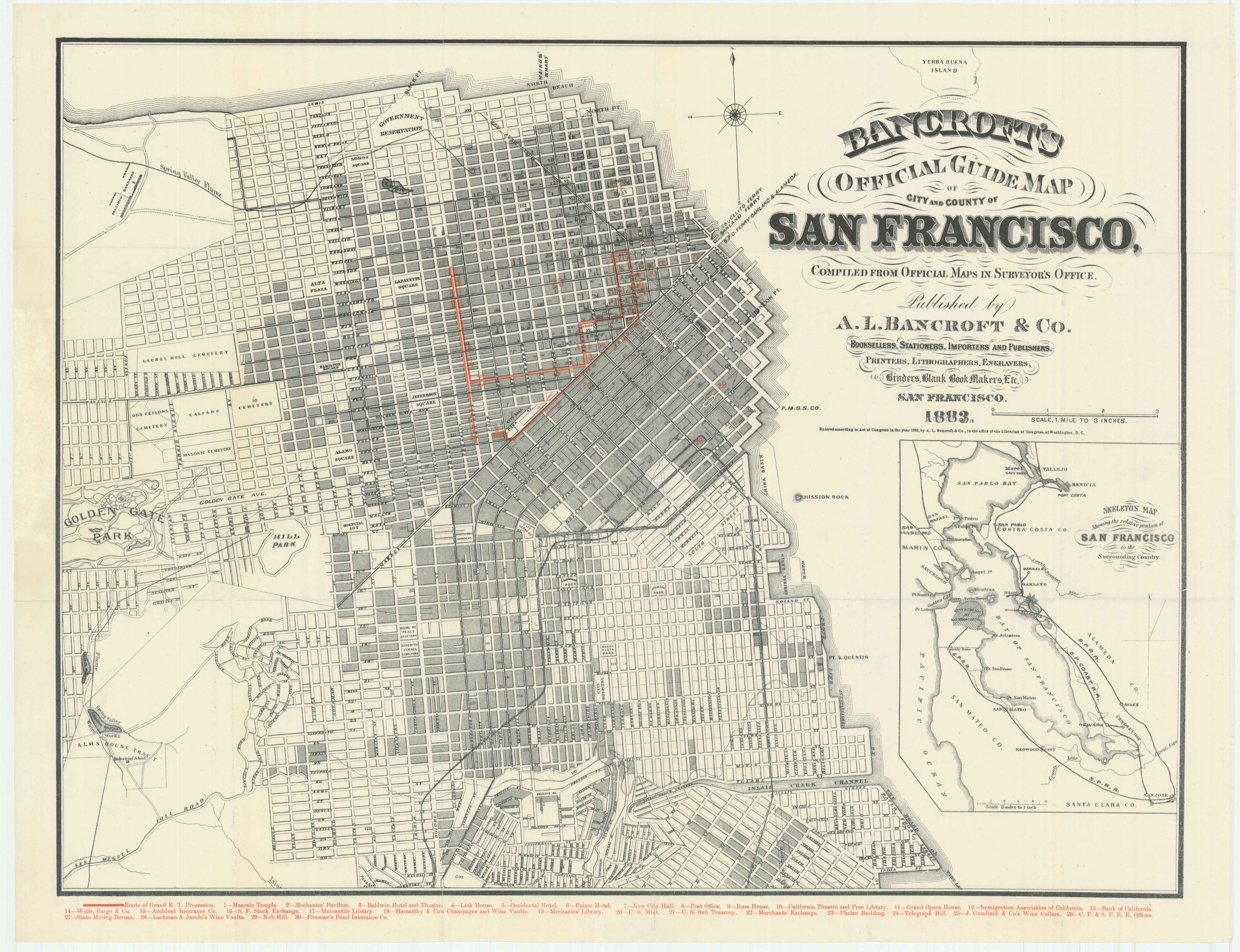 Bancroft's Official Guide Map of the City and County of San Francisco, Compiled from Official Sources in Surveyor's Office…1883