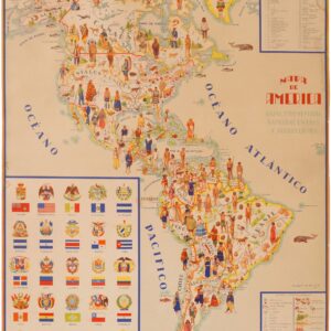 Mapa de America: Razas, Indumentaria, Banderas, Escudos Y Producciónes