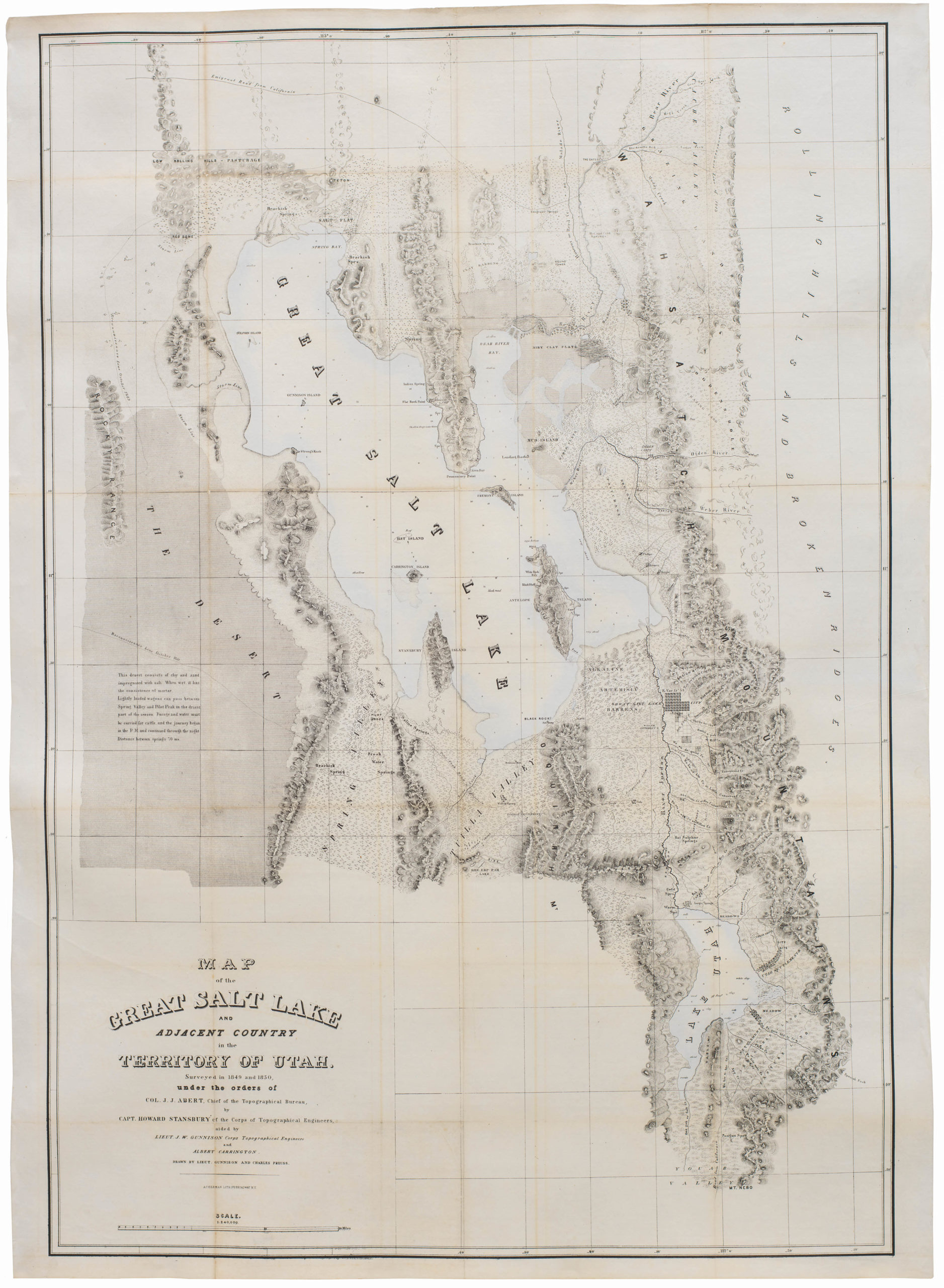 Map of the Great Salt Lake And Adjacent Country in the Territory Of Utah. Surveyed in 1849 and 1850…