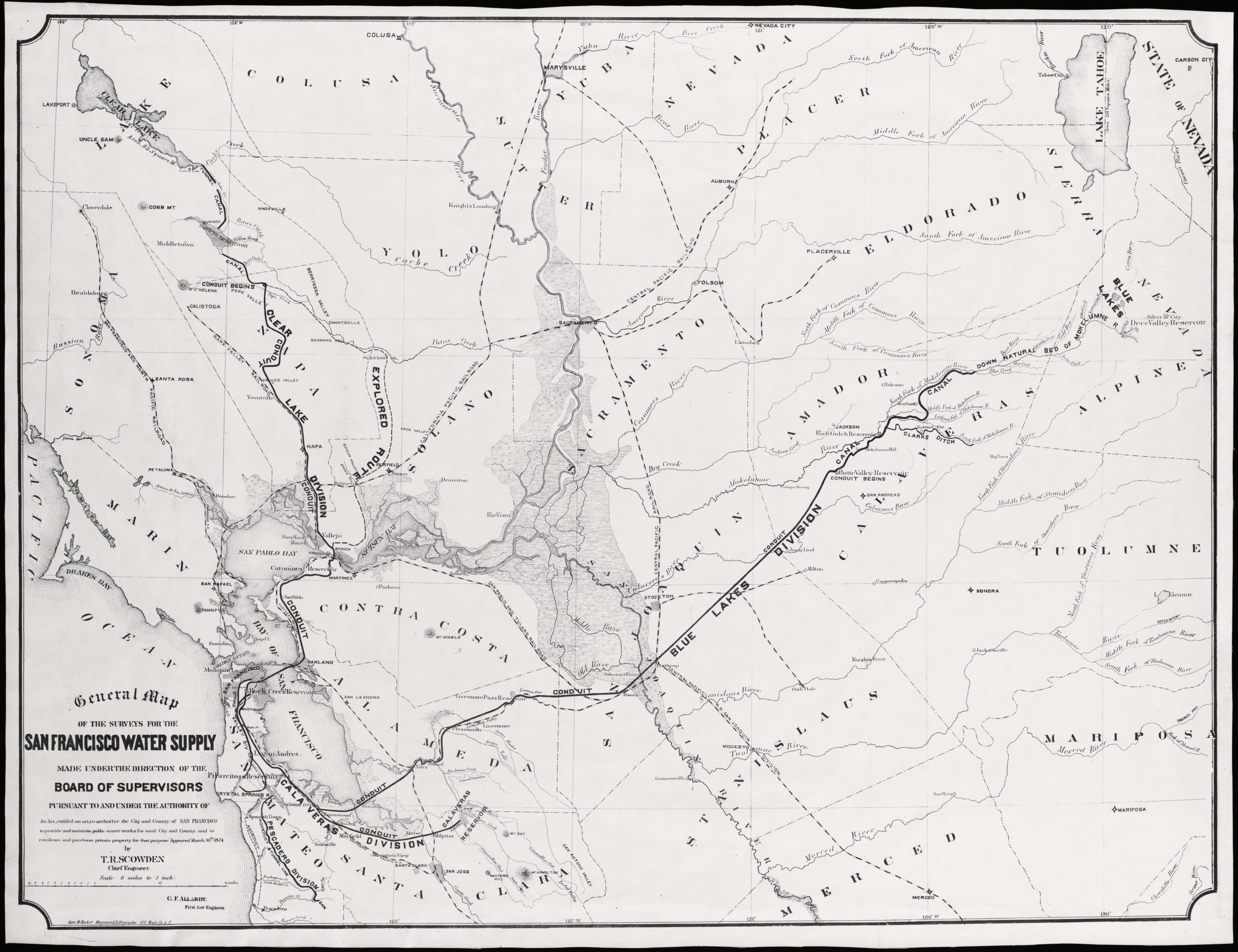 General Map of the Surveys for the San Francisco Water Supply made under the direction of the Board of Supervisors...