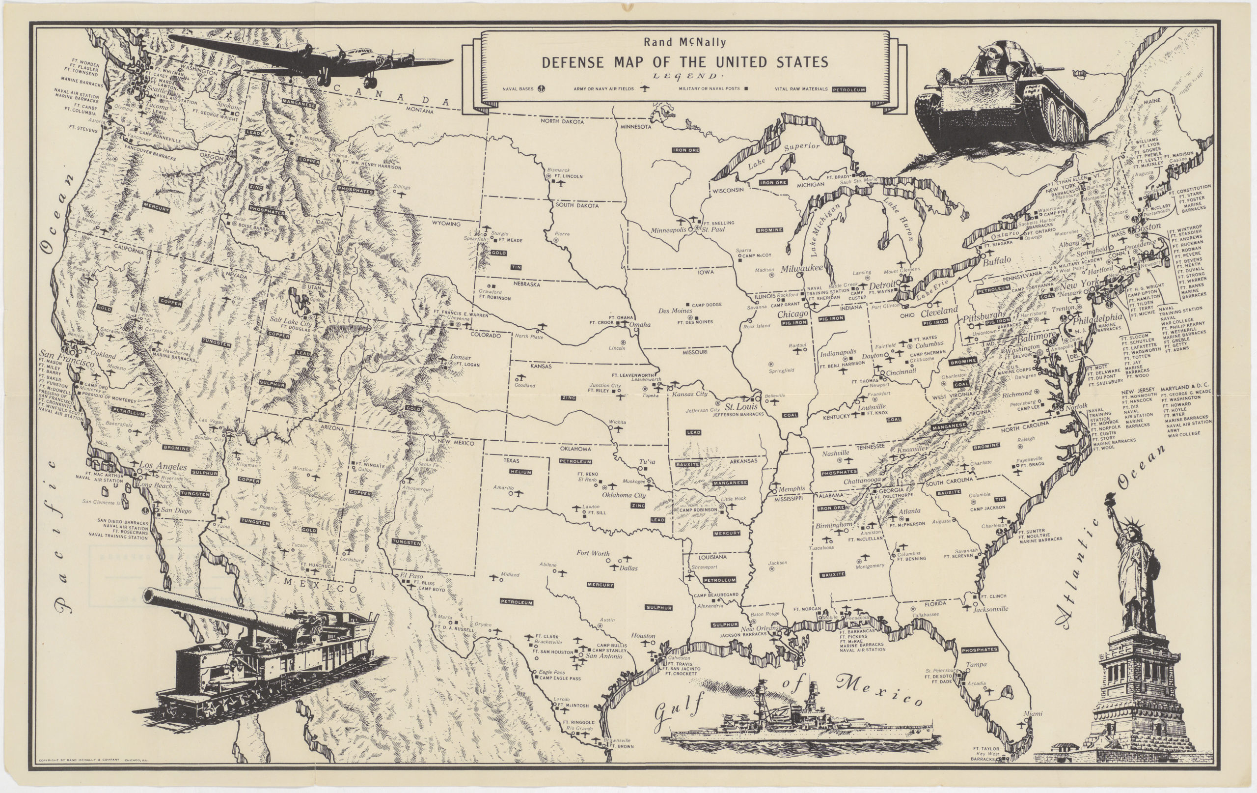 Rand McNally Defense Map of the United States