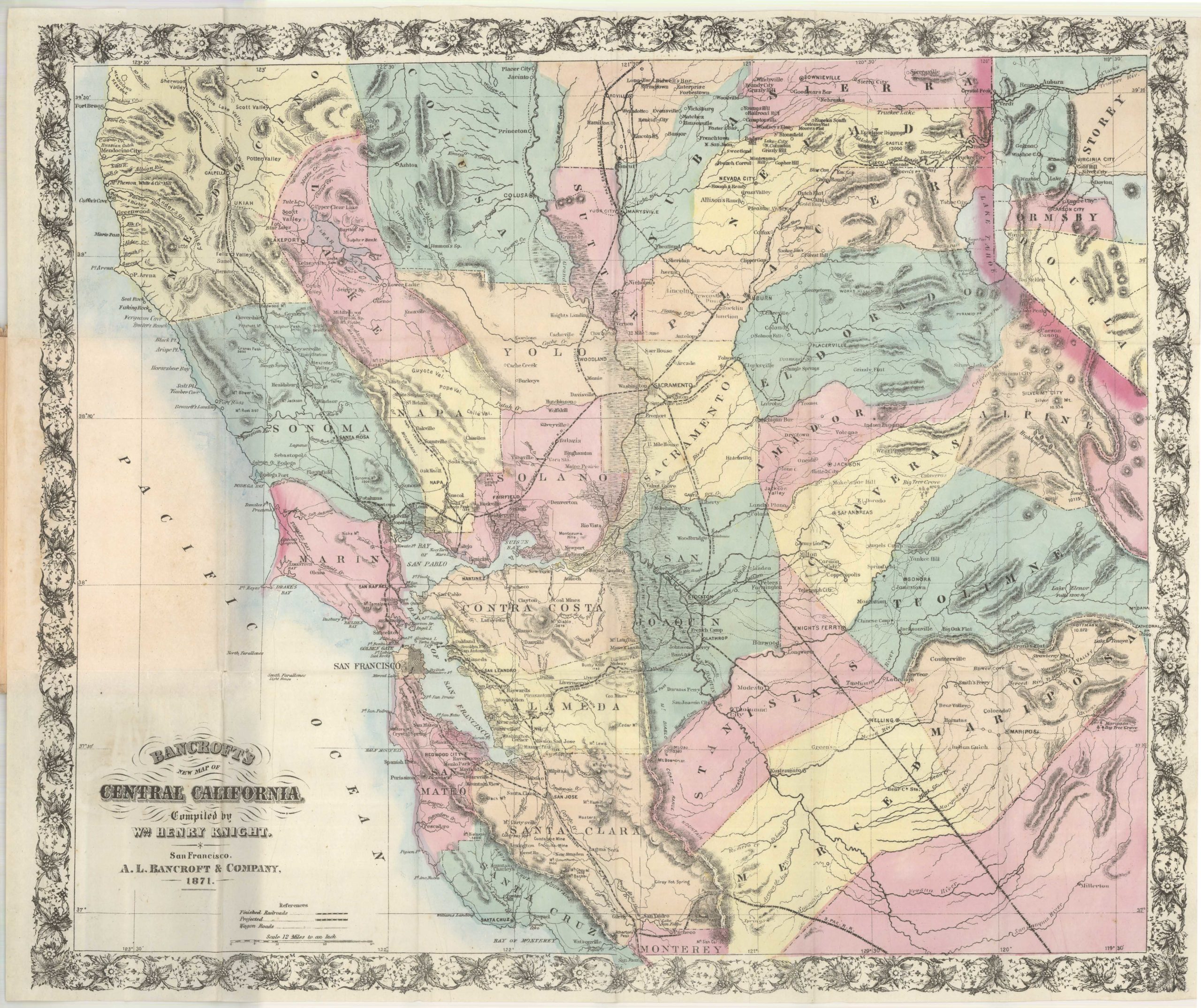 Bancroft's New Map of Central California Compiled by Wm. Henry Knight...