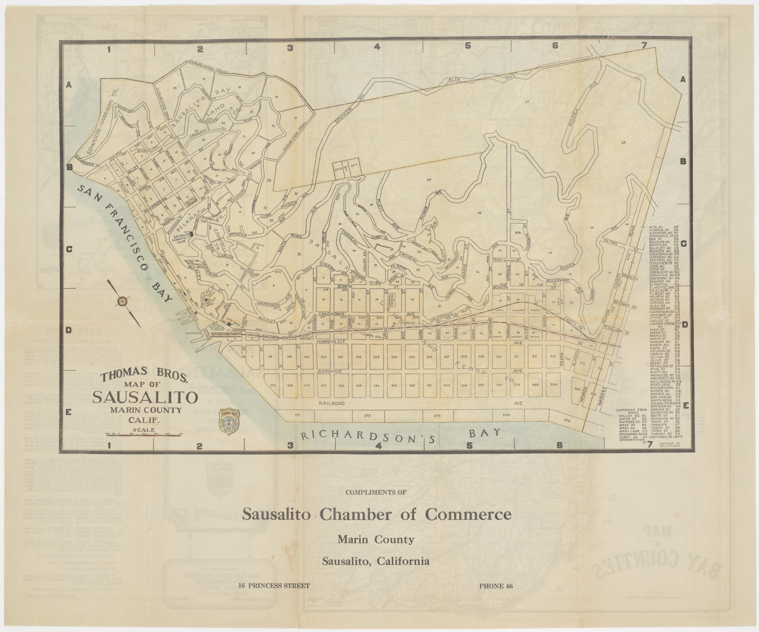 Thomas Bros. Map of Sausalito, Marin County, Calif.