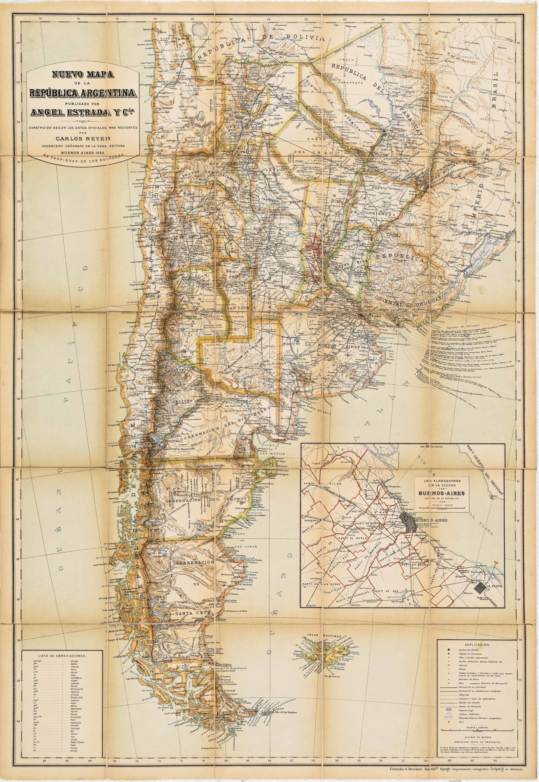 Nuevo Mapa de la República Argentina Publicado por Ángel Estrada y Cía.