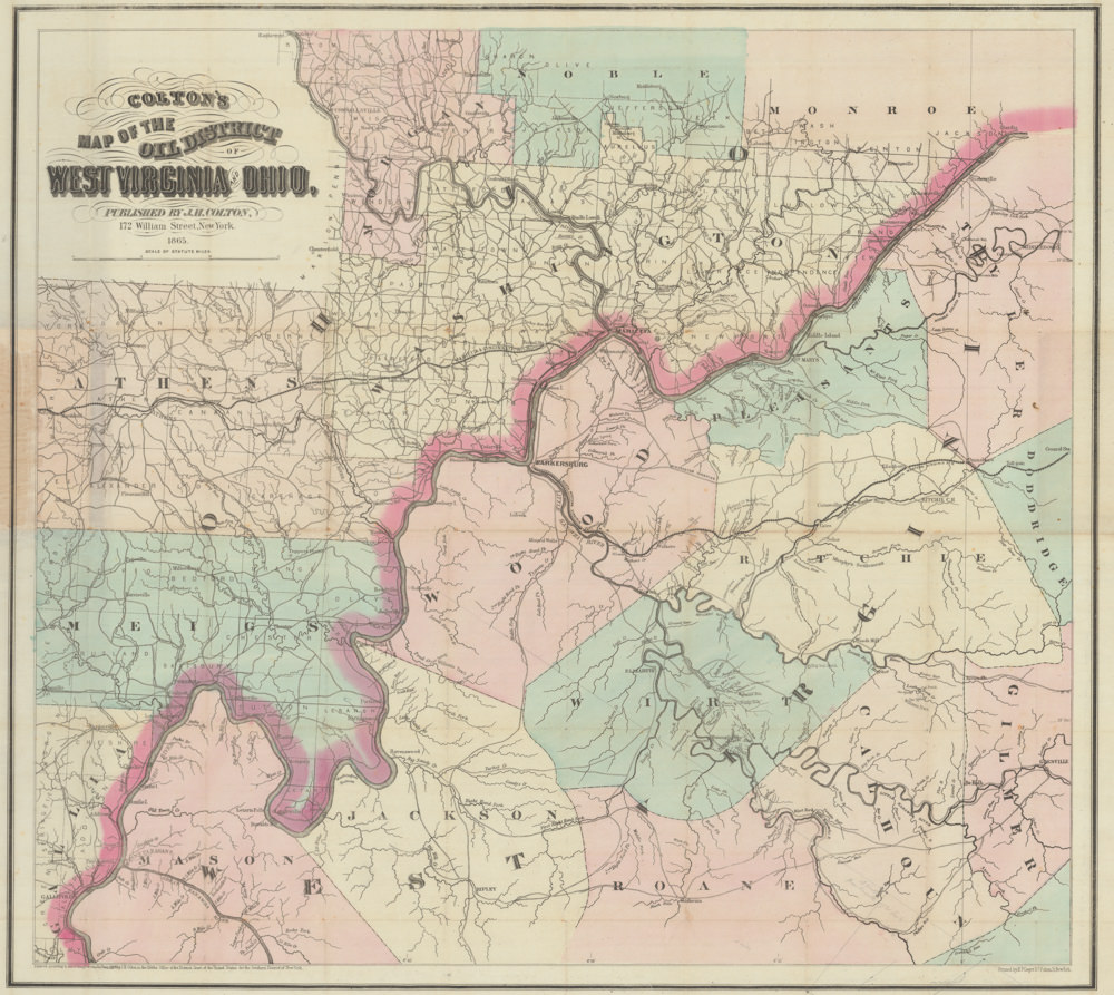 Colton's Map of the Oil District of West Virginia and Ohio