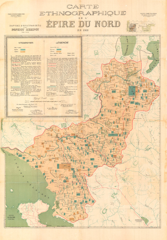 Rare Map Of Carte Ethnographique De L Epire Du Nord En 1913 From Neatline Antique Vintage Maps