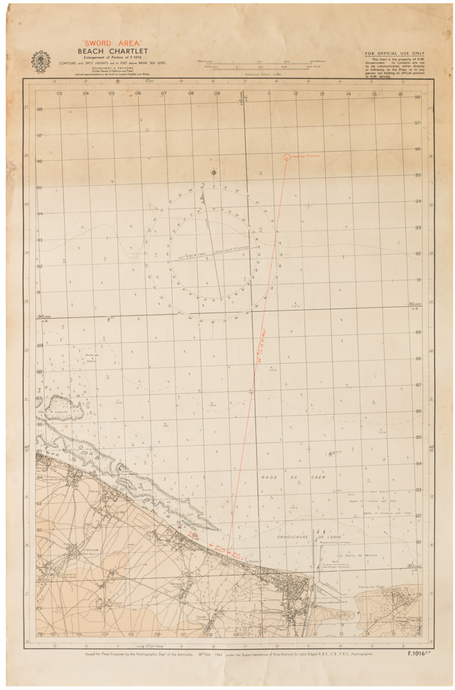 “SWORD AREA” BEACH CHARTLET. Enlargement of Portion F.1016