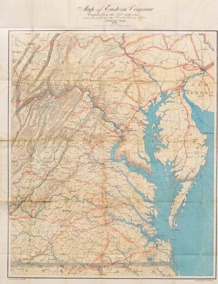 Map of Eastern Virginia Compiled from the best authorities and printed at the Coast Survey Office, A.D. Bache, Supdt. 1862.