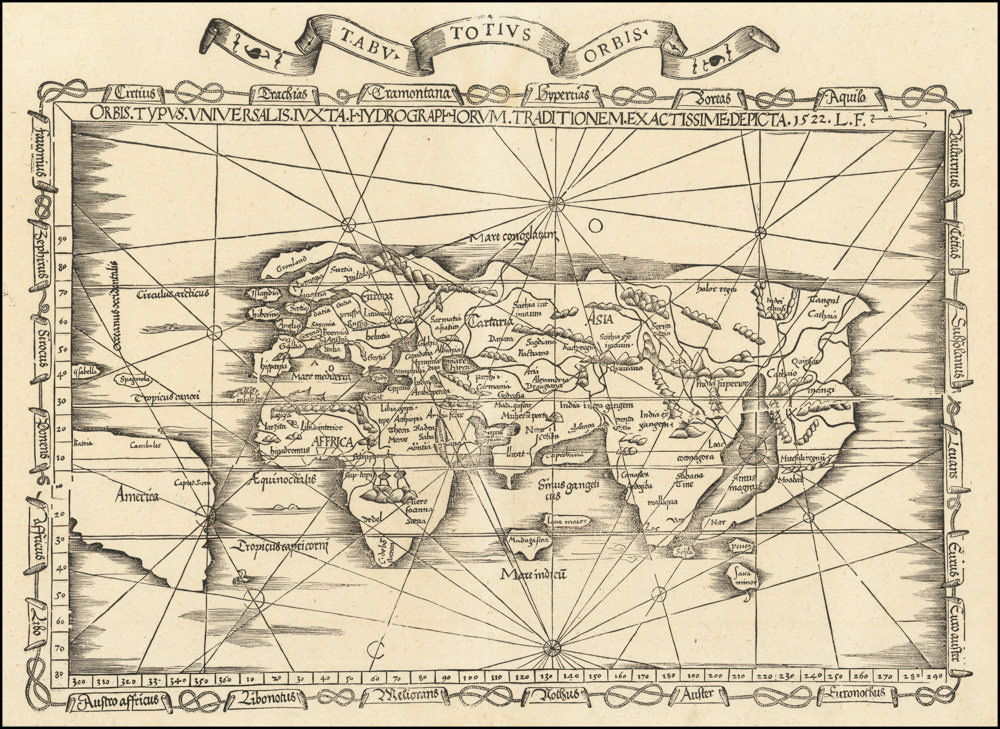 Orbis Typus Universalis Iuxta Hydrographorum Traditionem Exactissime Depicta 1522 L.F.