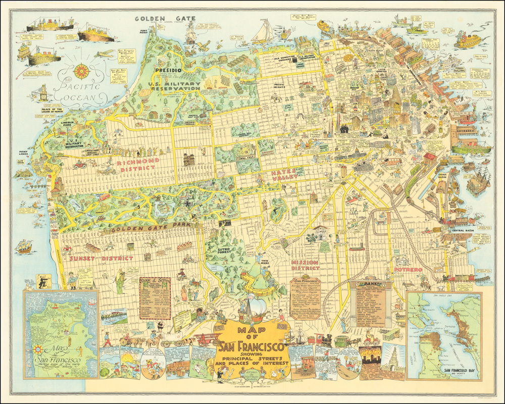 Map of San Francisco Showing Principal Streets and Places of Interest