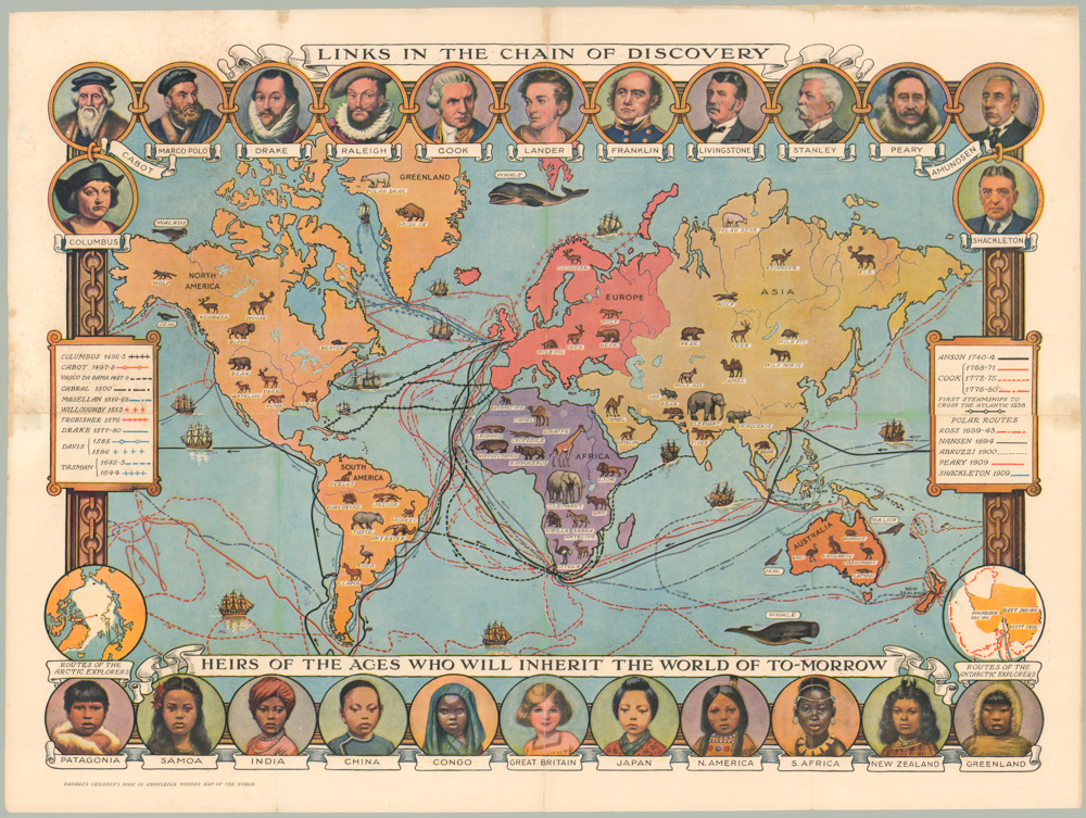 Cassell's Children's Book of Knowledge Wonder Map of the World.