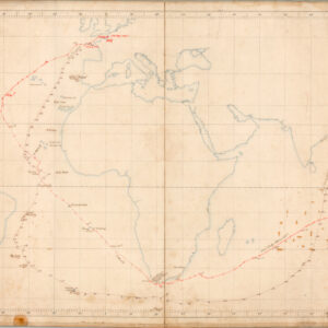 [Victorian Travel] 19th century linen-backed manuscript sea chart