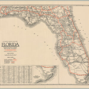 Clason’s Road Map of Florida Showing Paved Roads, All Weather Roads and Other Thoroughfares