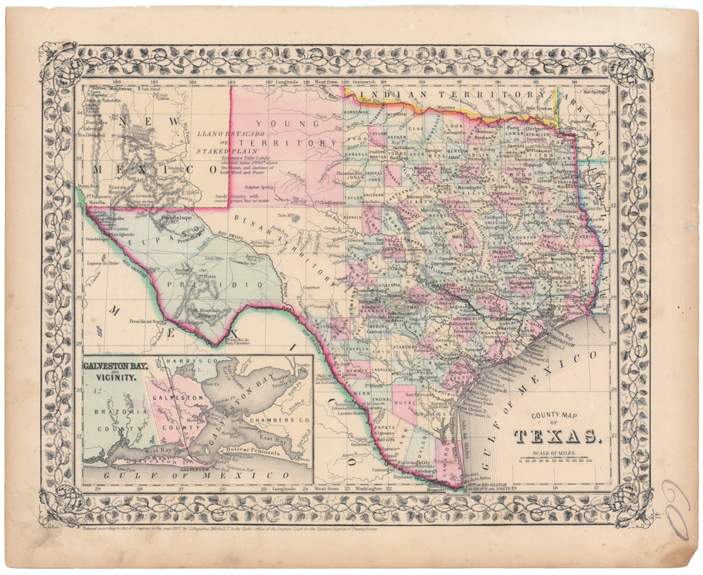 County Map of Texas.